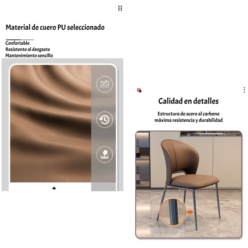 PACK 4 SILLAS DE COMEDOR PREMIUM ECOCUERO DELI BLANCAS - 3