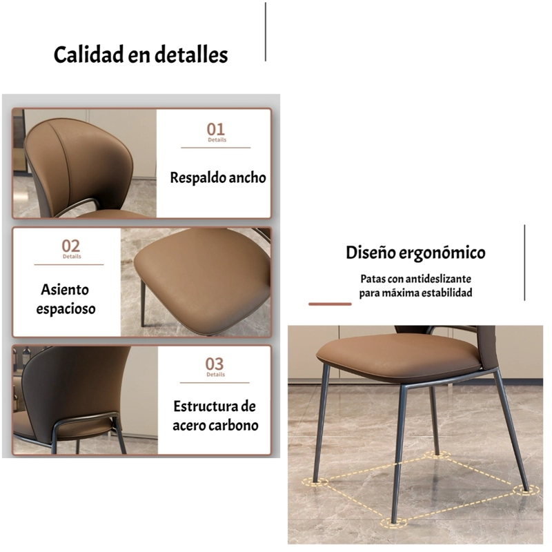 PACK 4 SILLAS DE COMEDOR PREMIUM ECOCUERO DELI BLANCAS - 5