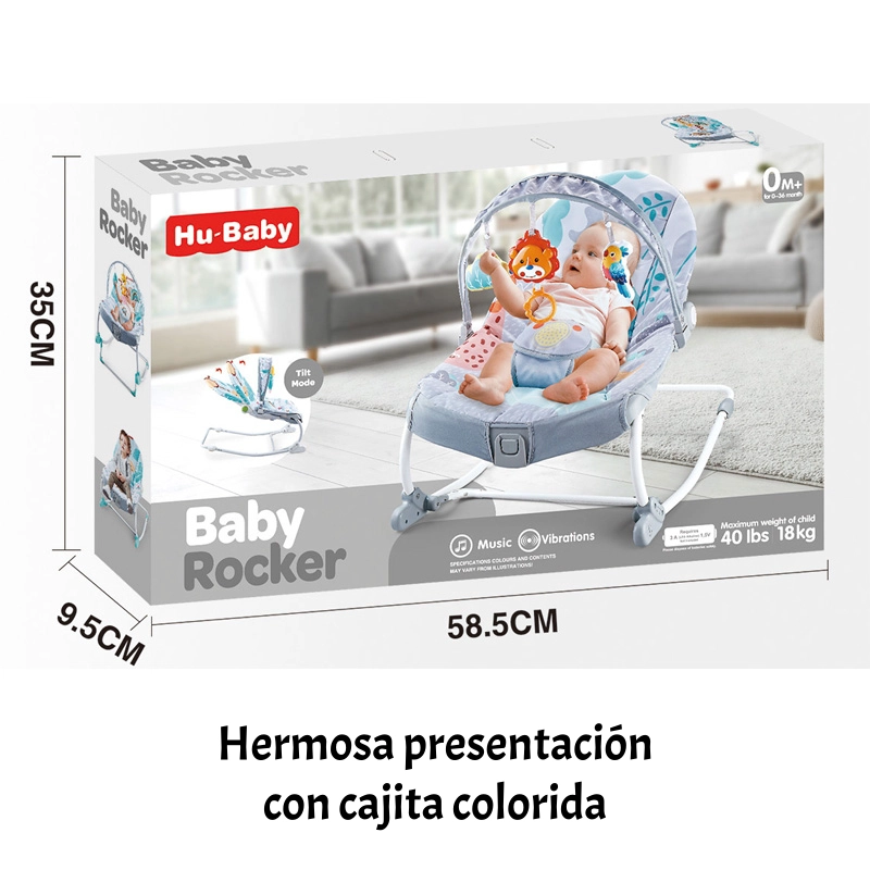 MECEDORA BEBE  SILLA NIDO MUSICAL VIBRACION ROSADA LUBABYCAS - 2
