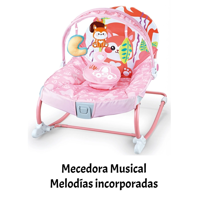 MECEDORA BEBE  SILLA NIDO MUSICAL VIBRACION ROSADA LUBABYCAS - 6