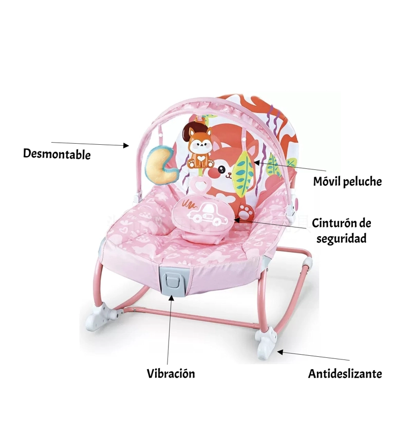 MECEDORA BEBE  SILLA NIDO MUSICAL VIBRACION AZUL LUBABYCAS - 3