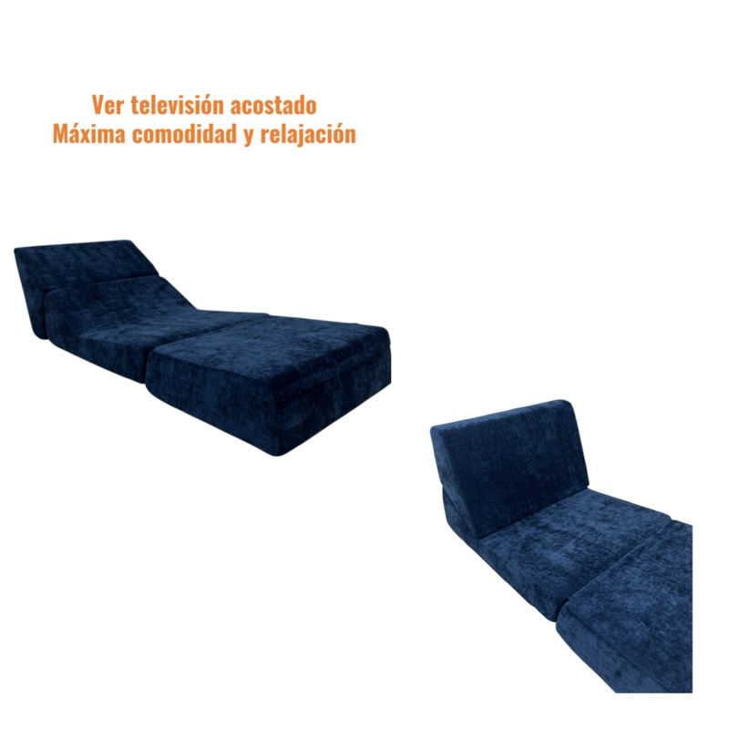 SILLON SOFA CAMA COMPRIMIDO CONVERTIBLE 3 EN 1 K04 AZUL - 6