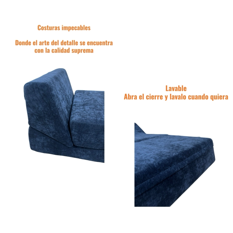 SILLON SOFA CAMA COMPRIMIDO CONVERTIBLE 3 EN 1 K04 AZUL - 7