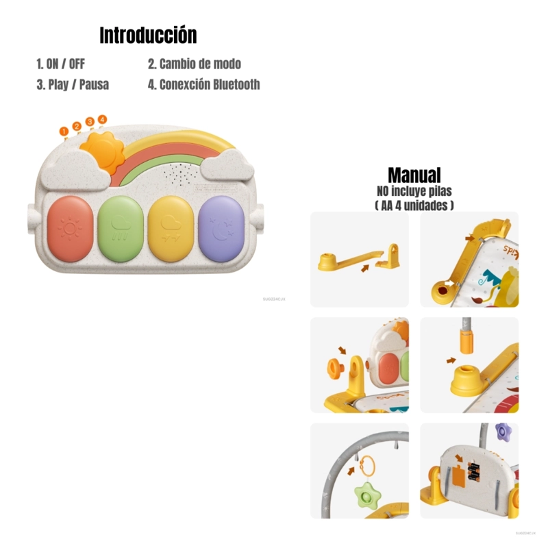 GIMNASIO MUSICAL PIANO CON BLUETOOTH 3 EN 1 TM243 LUBABYCAS - 7