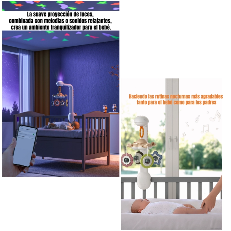MOVIL PROYECTOR LUZ BLUETOOTH GIRATORIO TM188 LUBABYCAS - 3