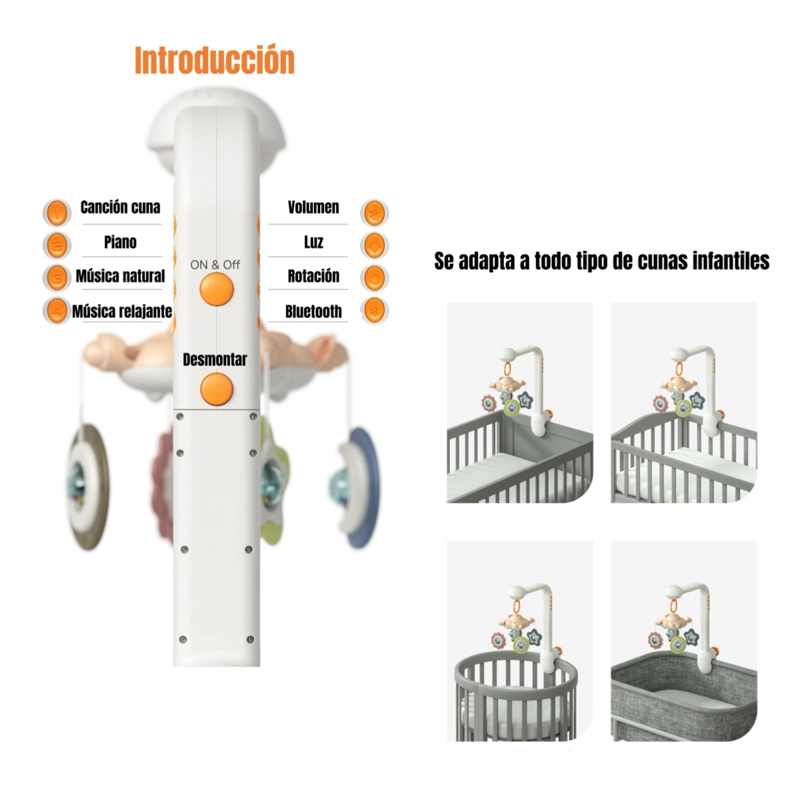 MOVIL PROYECTOR LUZ BLUETOOTH GIRATORIO TM188 LUBABYCAS - 6