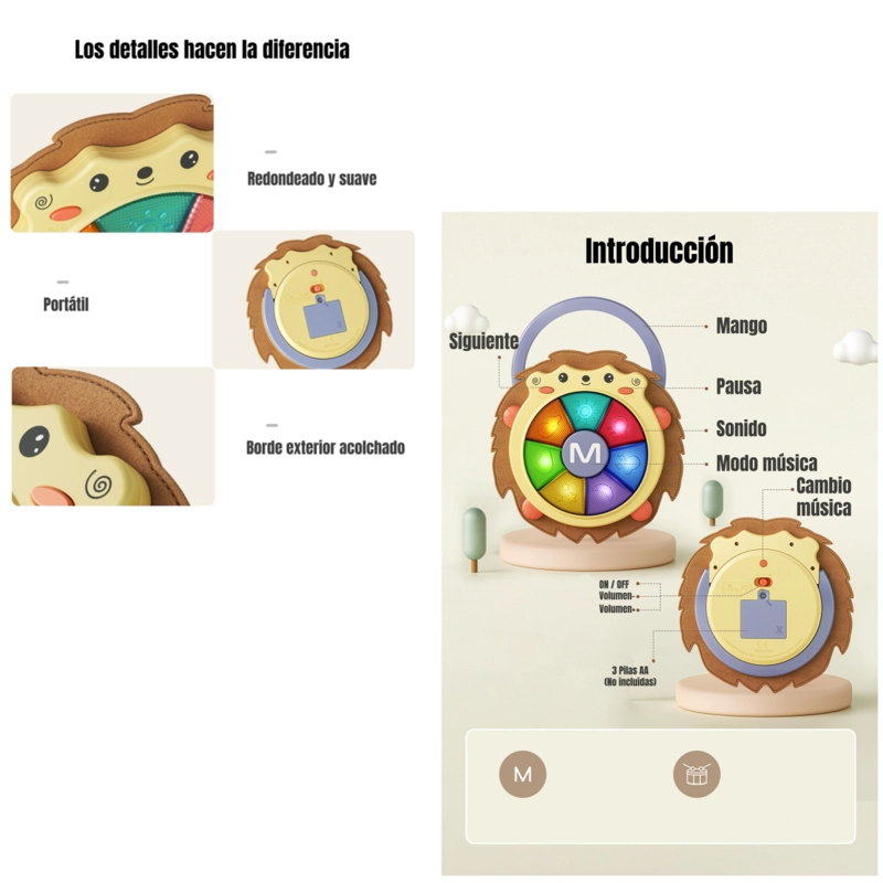 JUGUETE SENSORIAL MUSICAL CON LUCES 0-6 AÑOS TM139 LUBABYCAS - 5