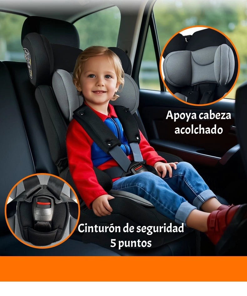 SILLA DE AUTO BUTACA 9-36KG 12 AÑOS GRIS RA-E LUBABYCAS - 5