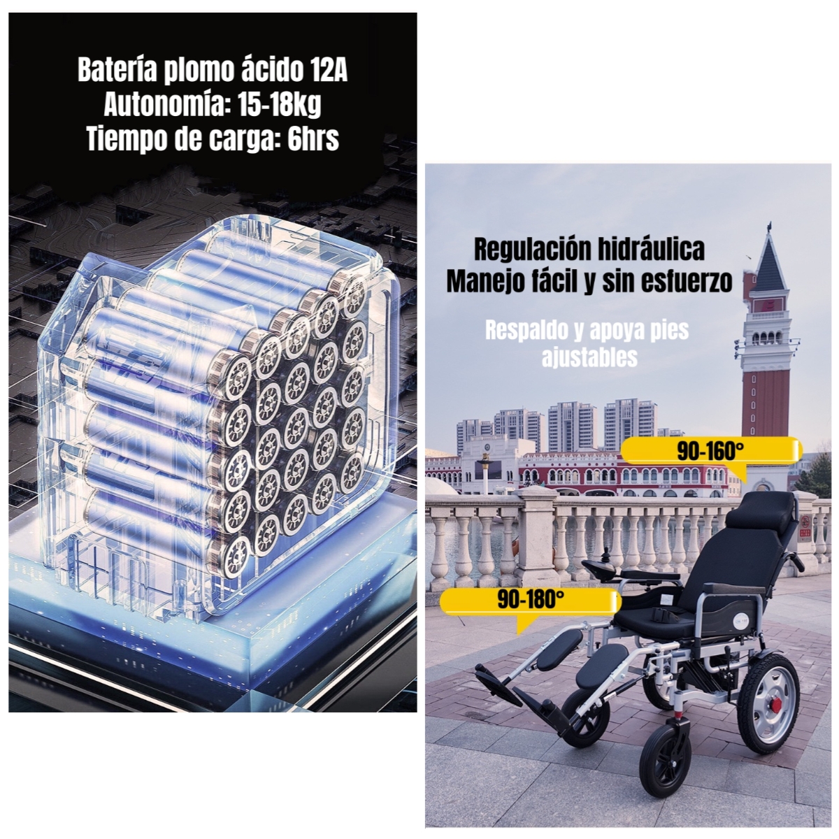 SILLA DE RUEDAS ELE CTRICA 700W 18KM PLEGABLE ALTO LUBABYCAS - 6