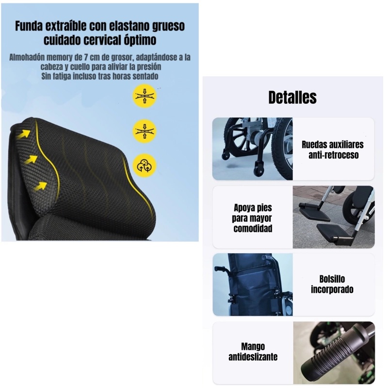 SILLA DE RUEDAS ELE CTRICA 700W 18KM PLEGABLE ALTO LUBABYCAS - 7