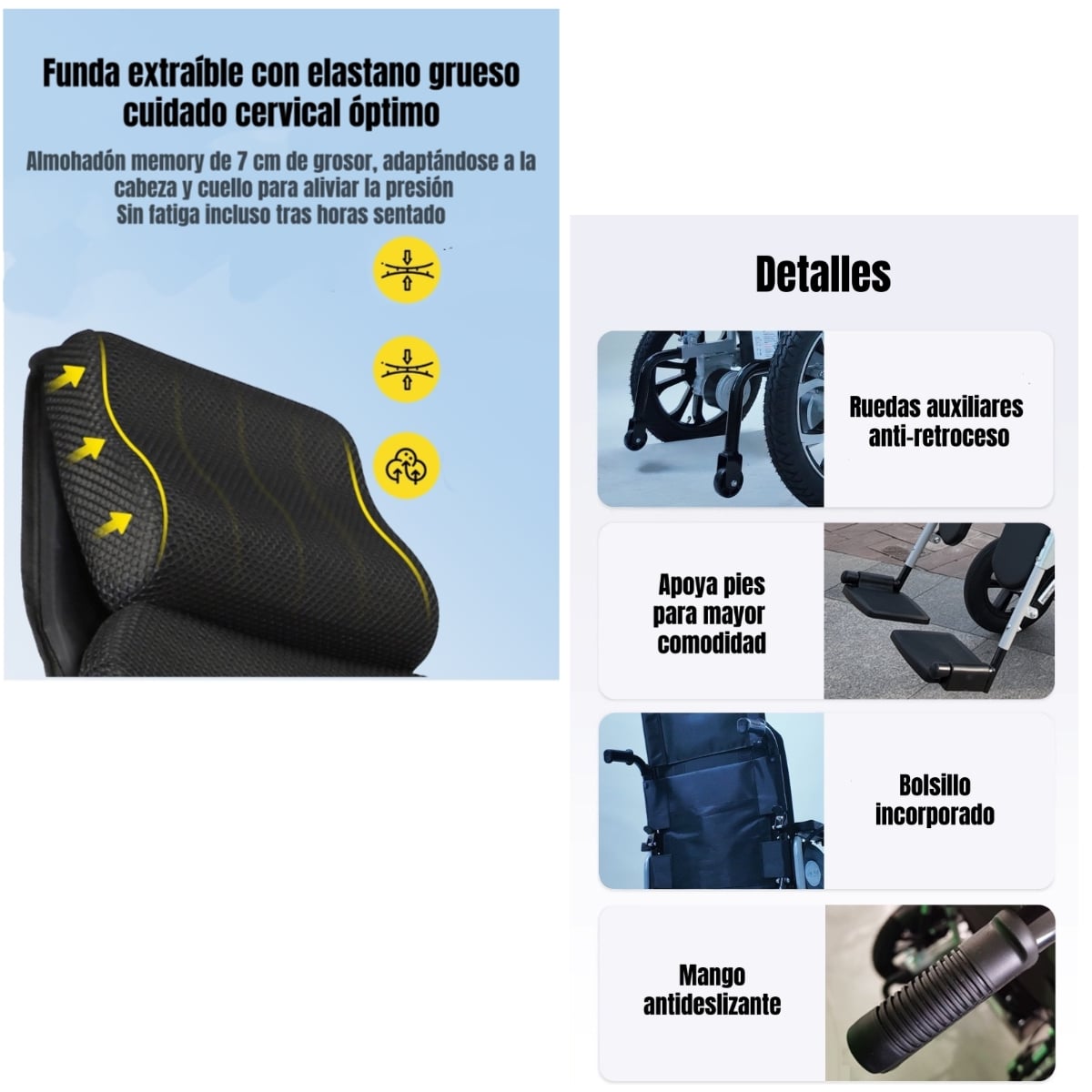 SILLA DE RUEDAS ELE CTRICA 700W 18KM PLEGABLE ALTO LUBABYCAS - 7