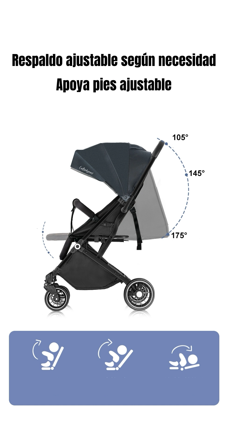 COCHE DE PASEO MALETA COMPACTO 0-3 AÑOS TOUR NEGRO LUBABYCAS - 4