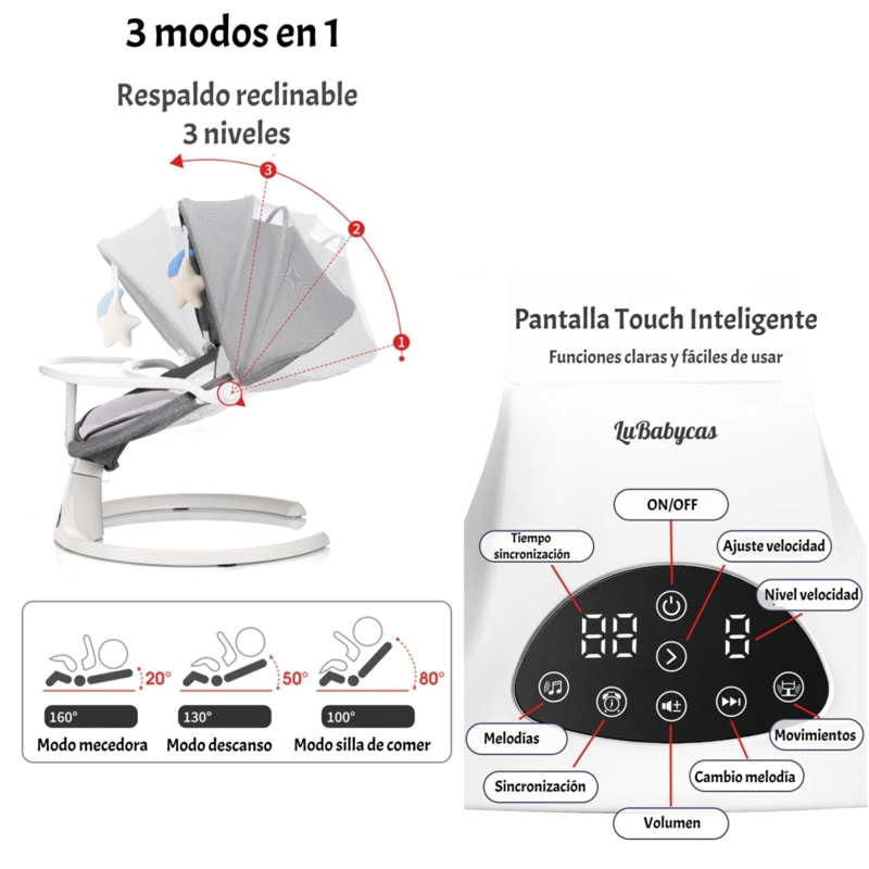 MECEDORA ELE CTRICA 2 EN 1 BLUETOOTH YOYA ROSADA LUBABYCAS - 3