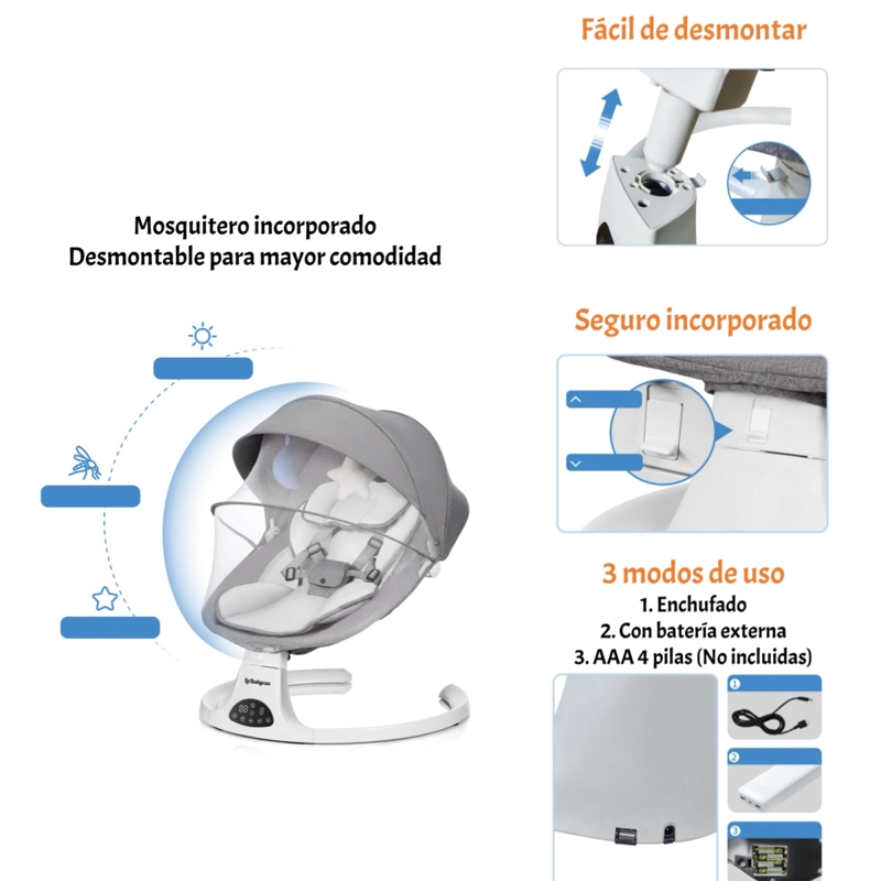 MECEDORA ELE CTRICA 2 EN 1 BLUETOOTH YOYA ROSADA LUBABYCAS - 7