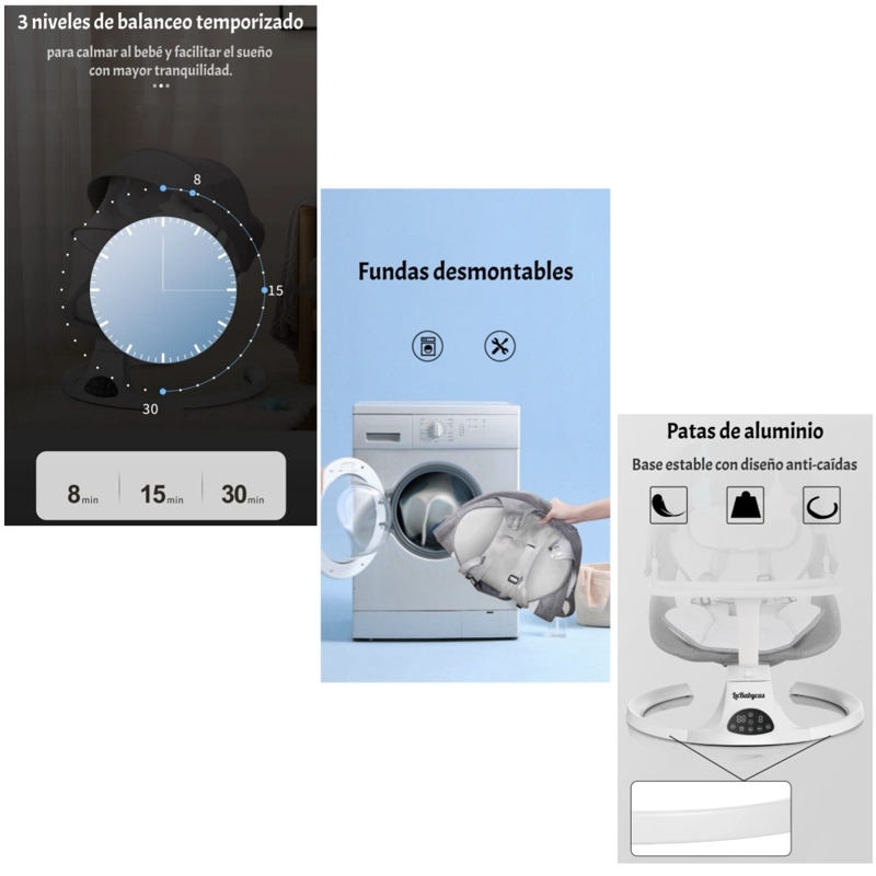 MECEDORA ELE CTRICA 2 EN 1 BLUETOOTH YOYA GRIS LUBABYCAS - 5
