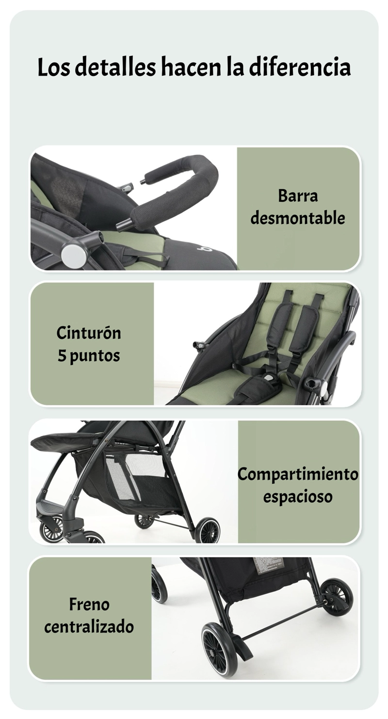 COCHE DE PASEO ULTRA COMPACTO LIVIANO VIENA VERDE LUBABYCAS - 7