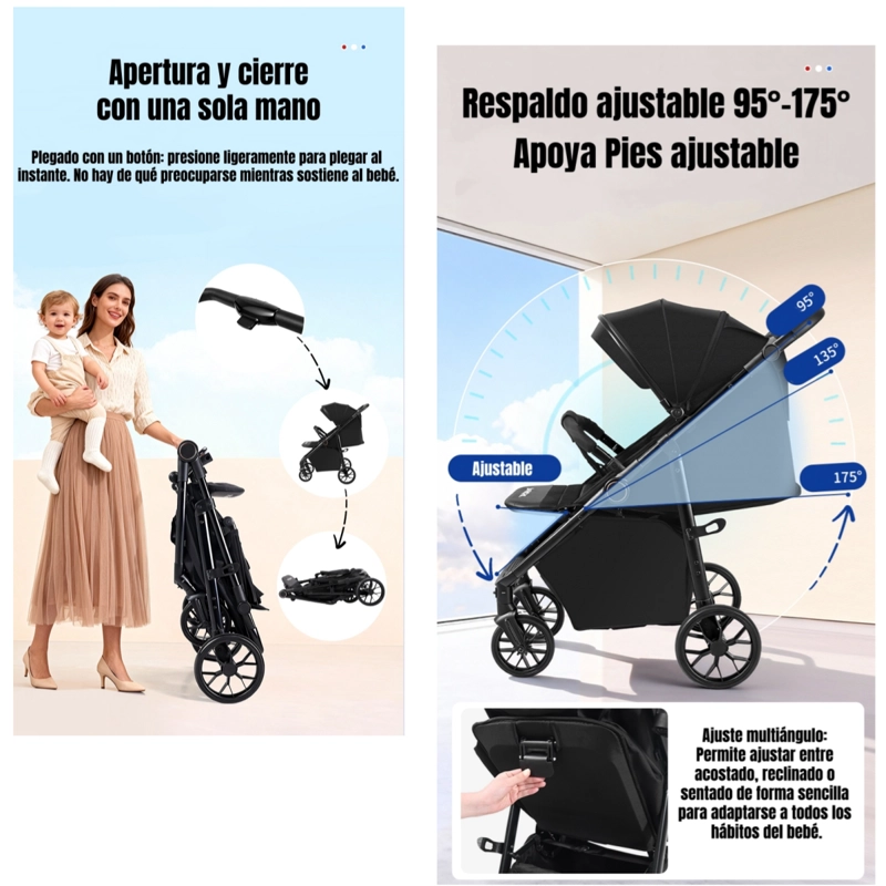 COCHE DE PASEO CON POSA VASO 4 AÑOS IRON NEGRO LUBABYCAS - 3