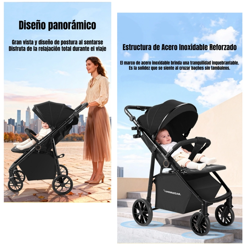 COCHE DE PASEO CON POSA VASO 4 AÑOS IRON NEGRO LUBABYCAS - 4