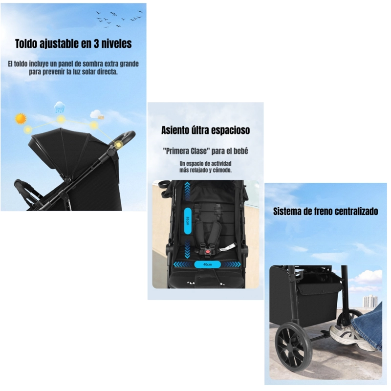 COCHE DE PASEO CON POSA VASO 4 AÑOS IRON NEGRO LUBABYCAS - 6