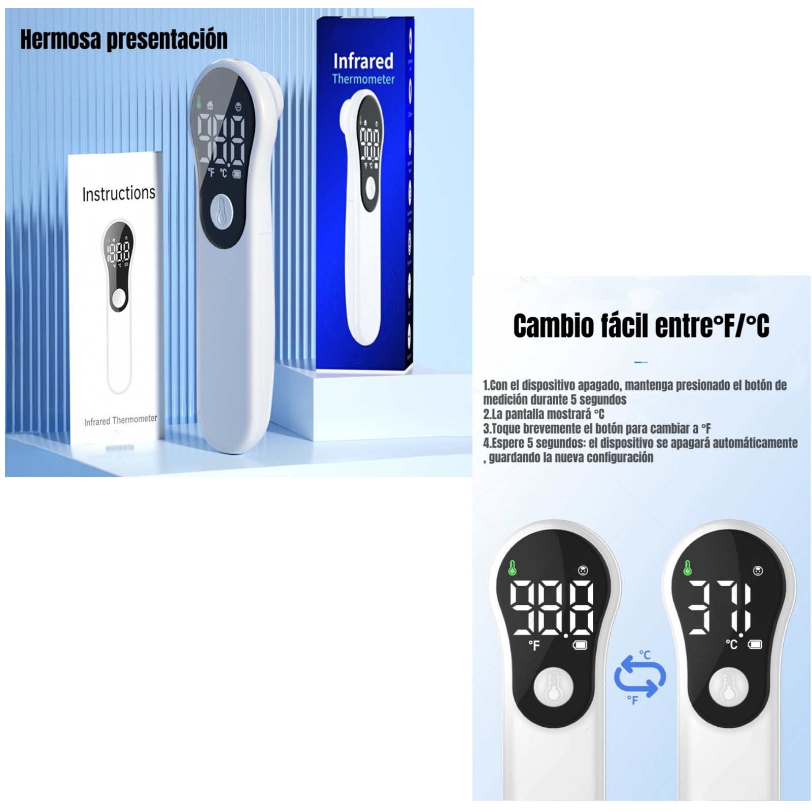 TERMOMETRO INFRARROJO DIGITAL RECARGABLE M6 BLANCO LUBABYCAS - 7