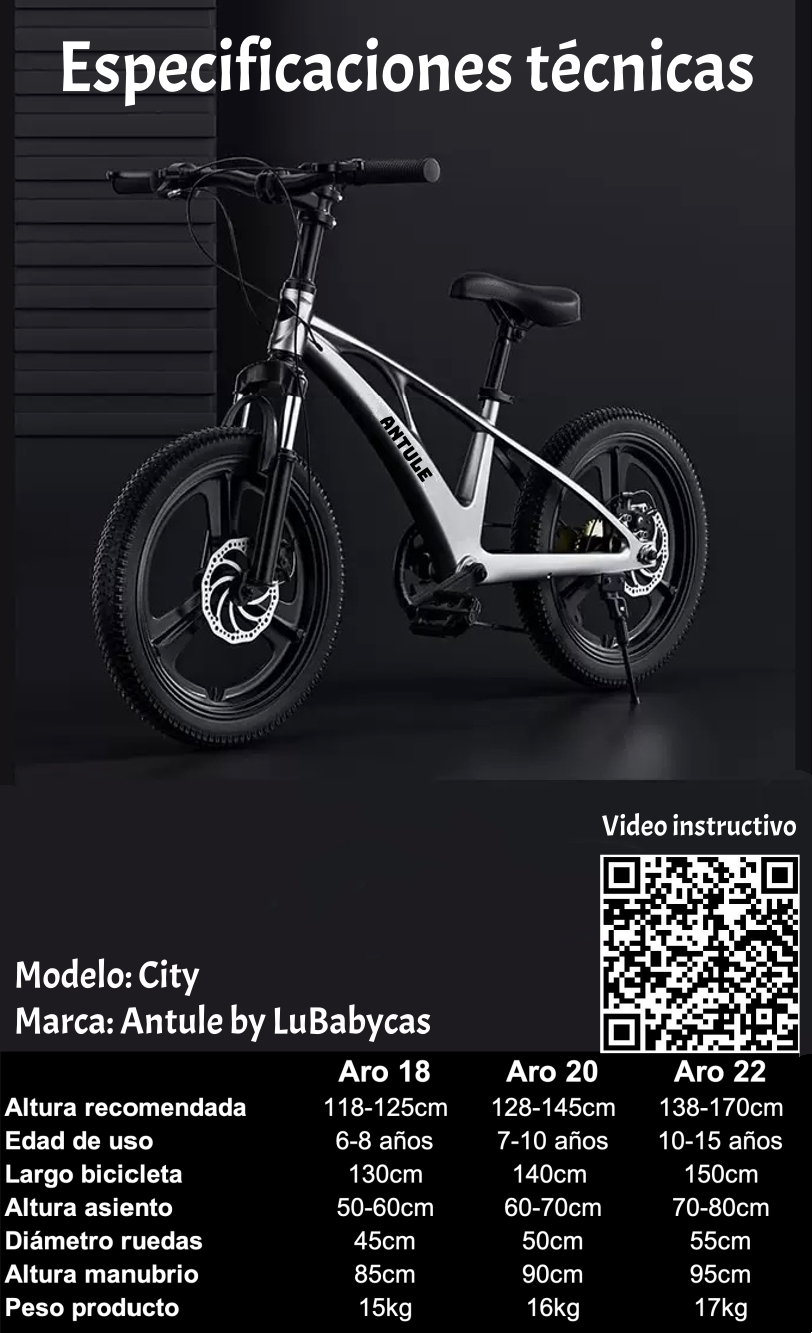 BICICLETA INFANTIL 6-8 AÑOS ARO 18 CITY LUBABYCAS - 8