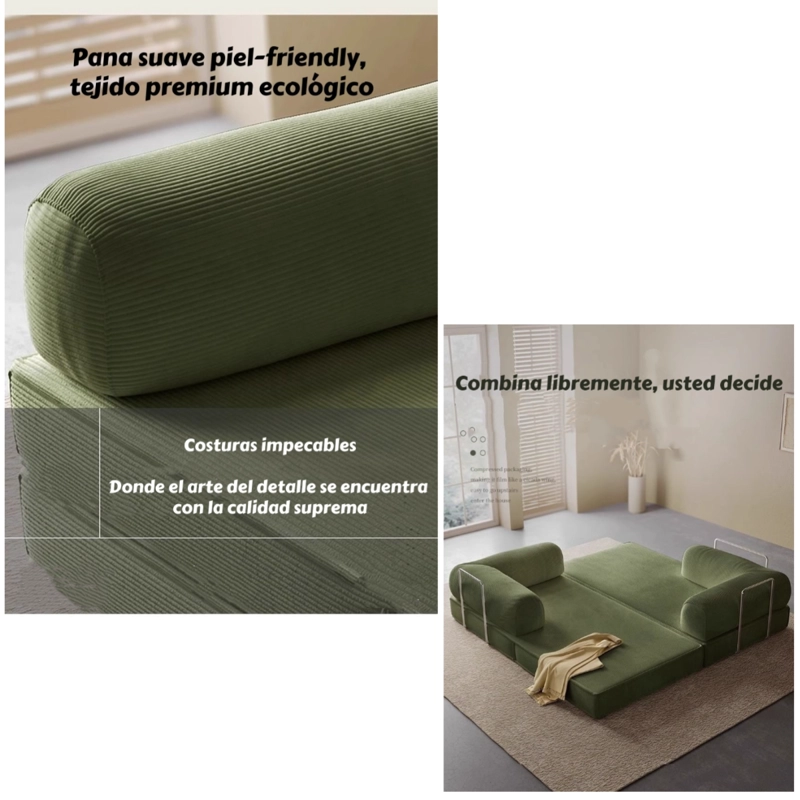 SILLON SOFA CAMA COMPRIMIDO COMBINABLE 203CM K17 VERDE - 2