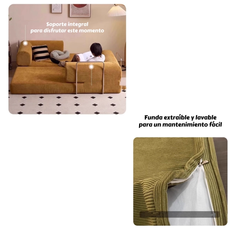 SILLON SOFA CAMA COMPRIMIDO COMBINABLE 203CM K17 VERDE - 6