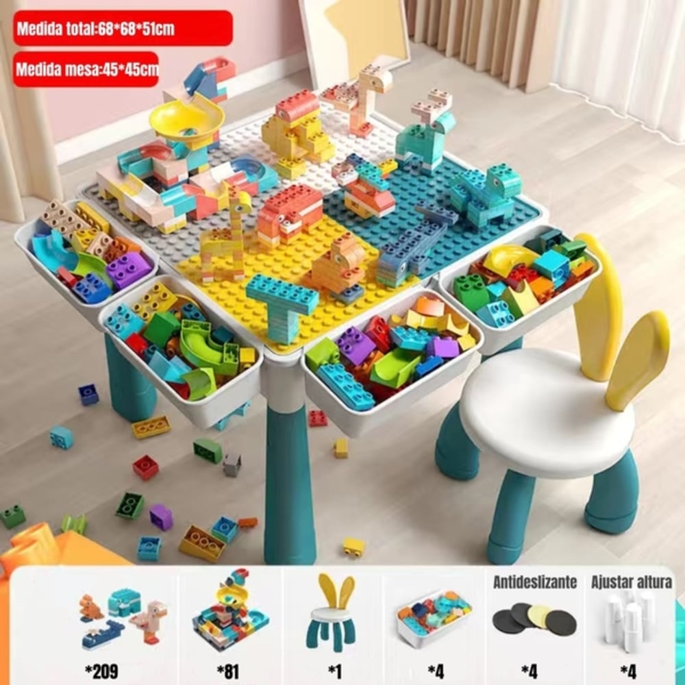MESA DE BLOQUES 209 PIEZAS Y 1 SILLA BY LUBABYCAS - 2