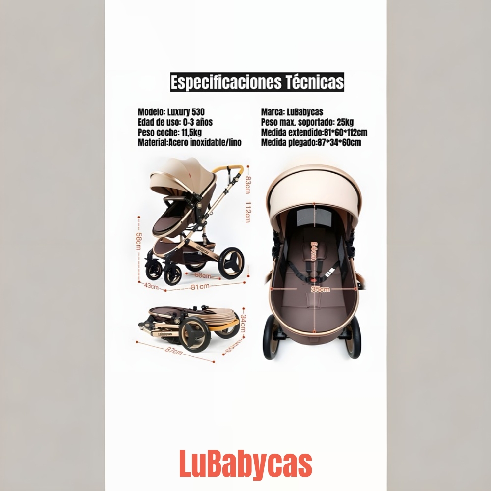 COCHE CUNA MOISE S CON ACCESORIOS LUBABYCAS NEGRO - 3