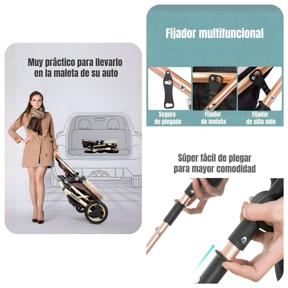 COCHE CUNA MOISE S CON ACCESORIOS LUBABYCAS NEGRO - 5