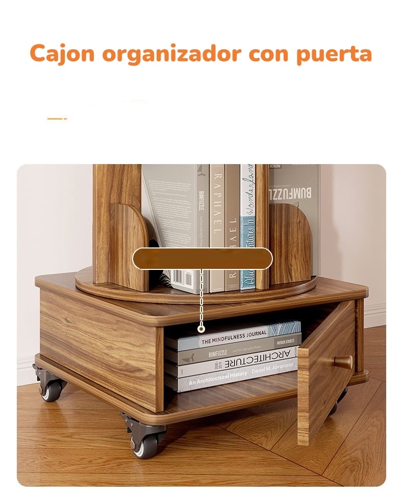 BIBLIOTECA GIRATORIA 360 LIBRERO ORGANIZADOR CON CAJON 173CM - 4