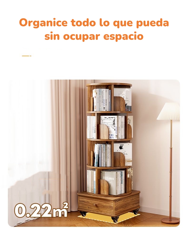 BIBLIOTECA GIRATORIA 360 LIBRERO ORGANIZADOR CON CAJON 173CM - 7