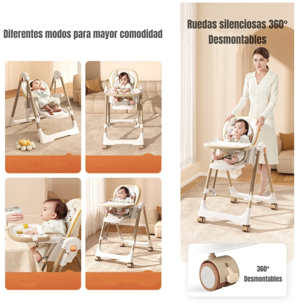 SILLA DE COMER COLUMPIO 2 EN 1 LUBABYCAS BLANCA - 6