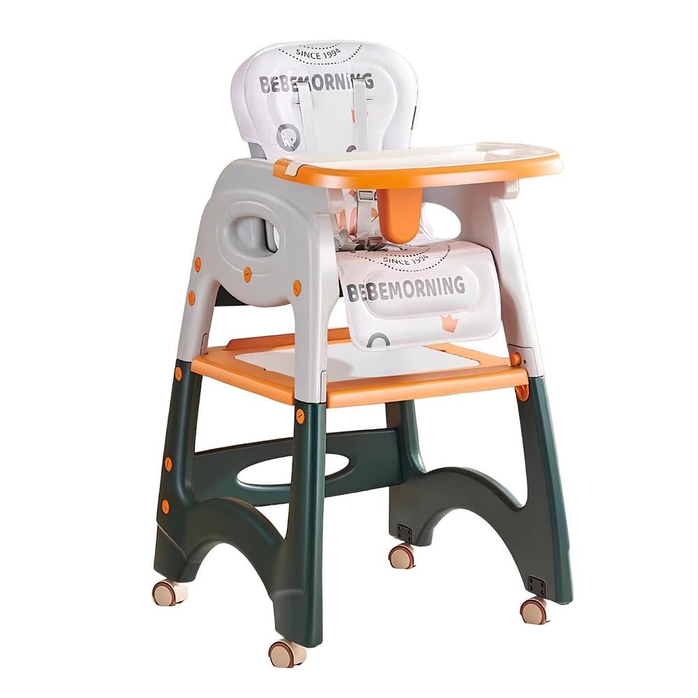 SILLA DE COMER MULTIFUNCIONAL CON RUEDAS NARANJA LUBABYCAS - 1