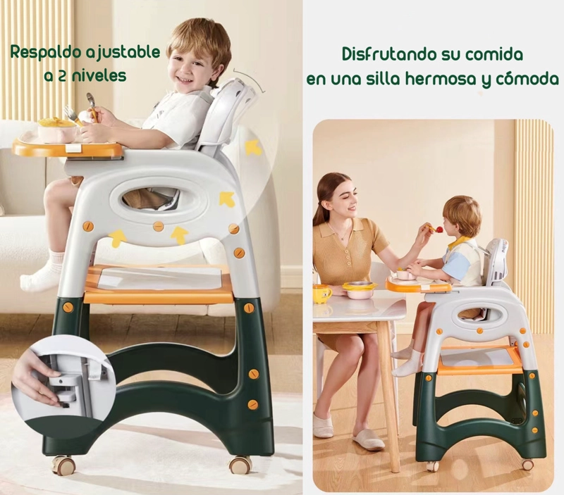 SILLA DE COMER LUBABYCAS MULTIFUNCIONAL CON RUEDAS ROSADA - 4