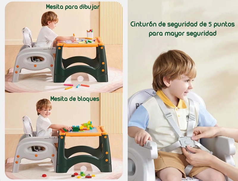 SILLA DE COMER LUBABYCAS MULTIFUNCIONAL CON RUEDAS ROSADA - 5