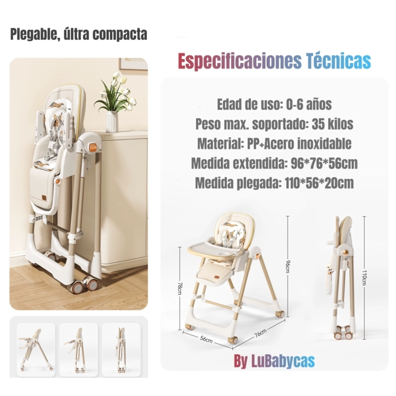 SILLA DE COMER COLUMPIO 2 EN 1 LUBABYCAS ROSADA - 8
