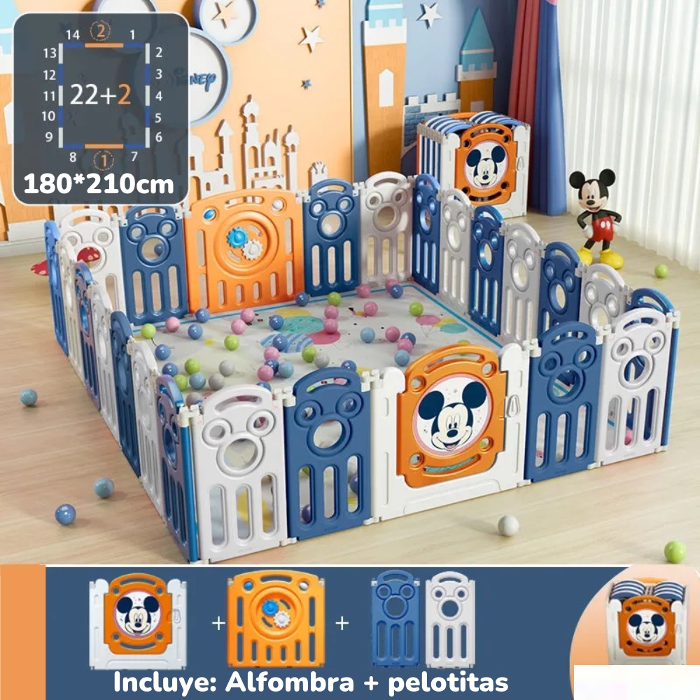 CORRAL BEBE 1.8*2.1M NARANJO CON ALFOMBRA LUBABYCAS - 2