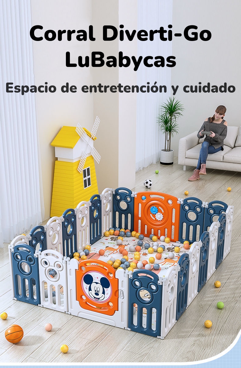 CORRAL BEBE 1.8*2.1M NARANJO CON ALFOMBRA LUBABYCAS - 3