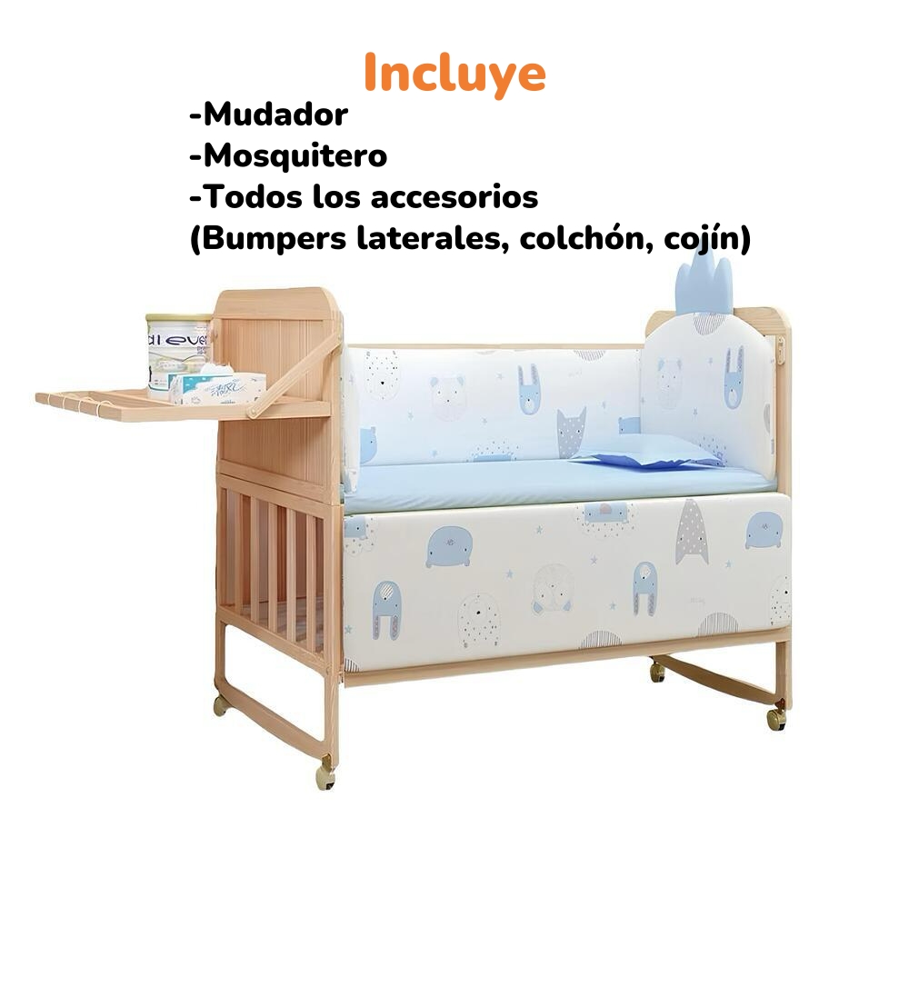 CUNA COLECHO MADERA PACK&PLAY LUBABYCAS CON MUDADOR - 2