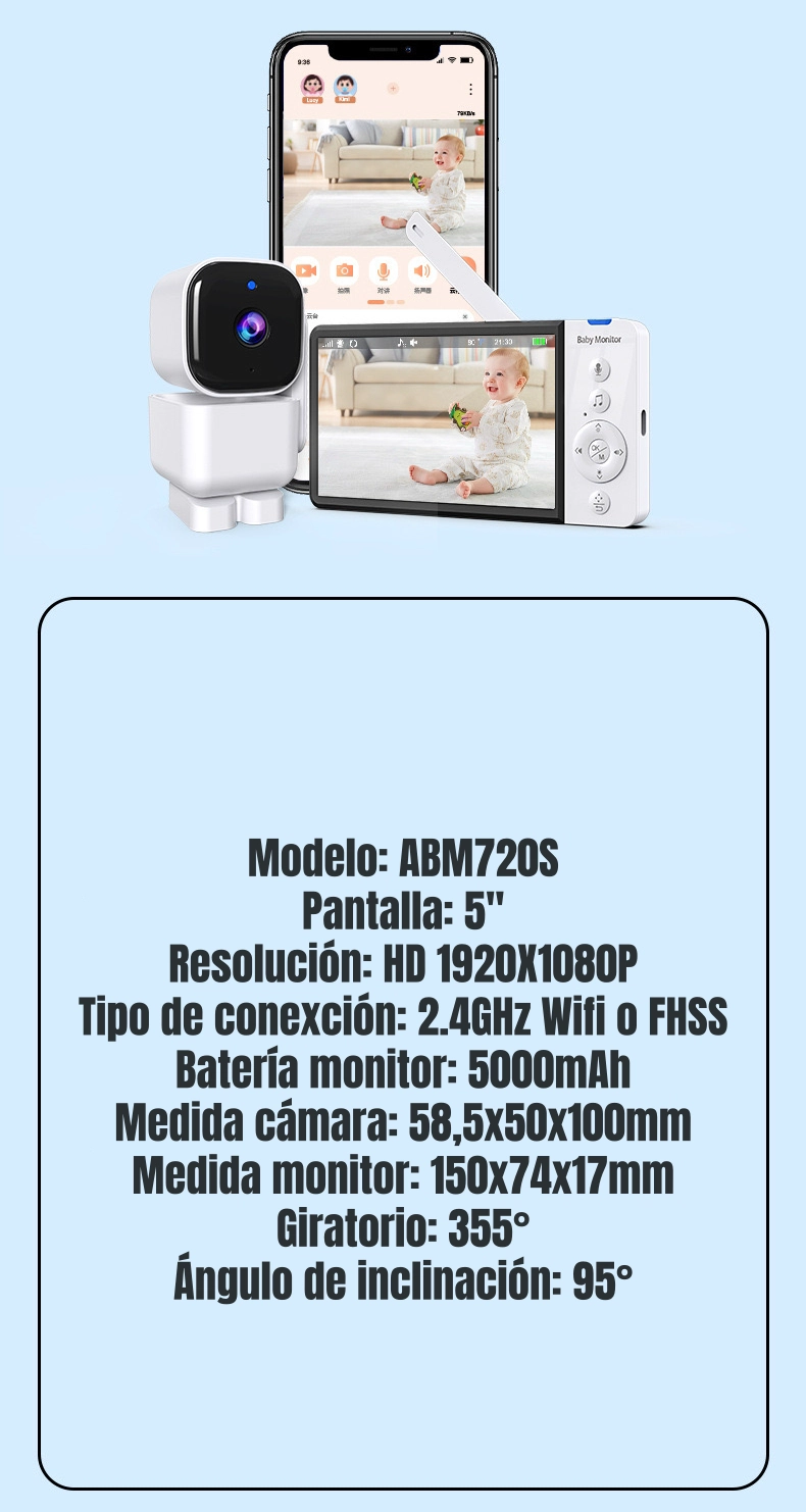CAMARA MONITOR CON APP 5″ 1920X1080P ABM720S - 8