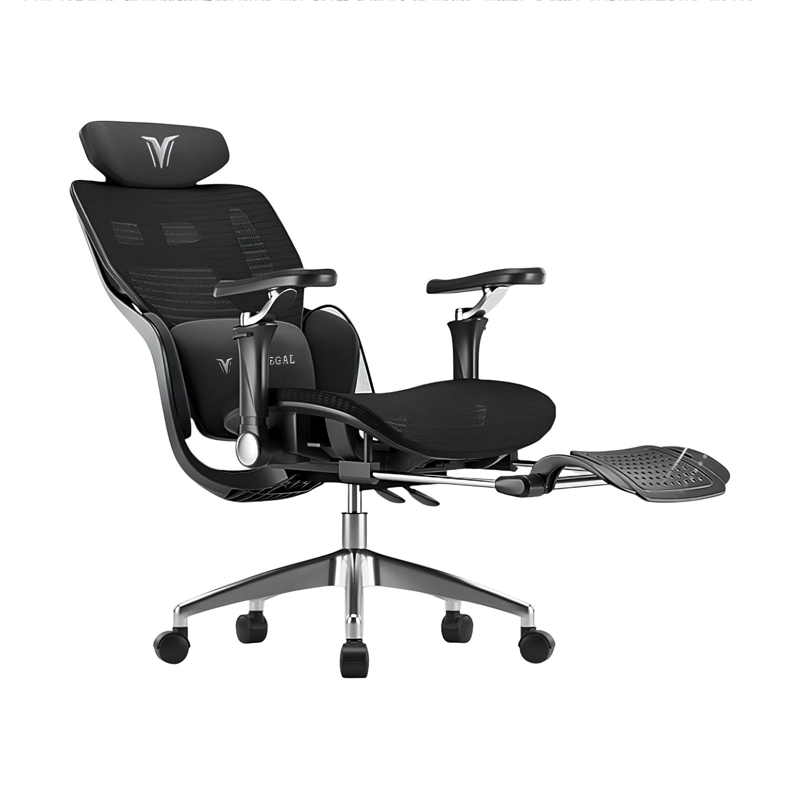 SILLA DE ESCRITORIO RECLINABLE CON REPOSAPIES E16 NEGRA - 1