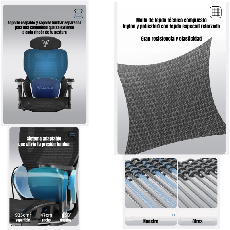 SILLA DE ESCRITORIO RECLINABLE CON REPOSAPIES E16 NEGRA - 3