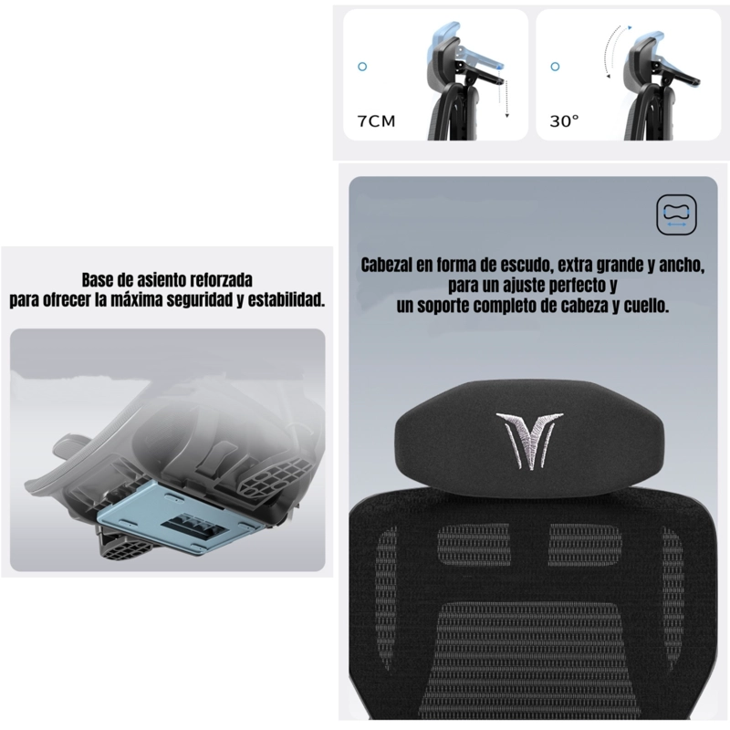 SILLA DE ESCRITORIO RECLINABLE CON REPOSAPIES E16 NEGRA - 6