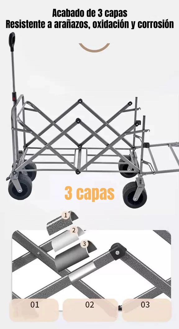 CARRO CAMPING EXPANDIBLE MULTIFUNCIONAL DOBLE MANILLA METEOR - 4