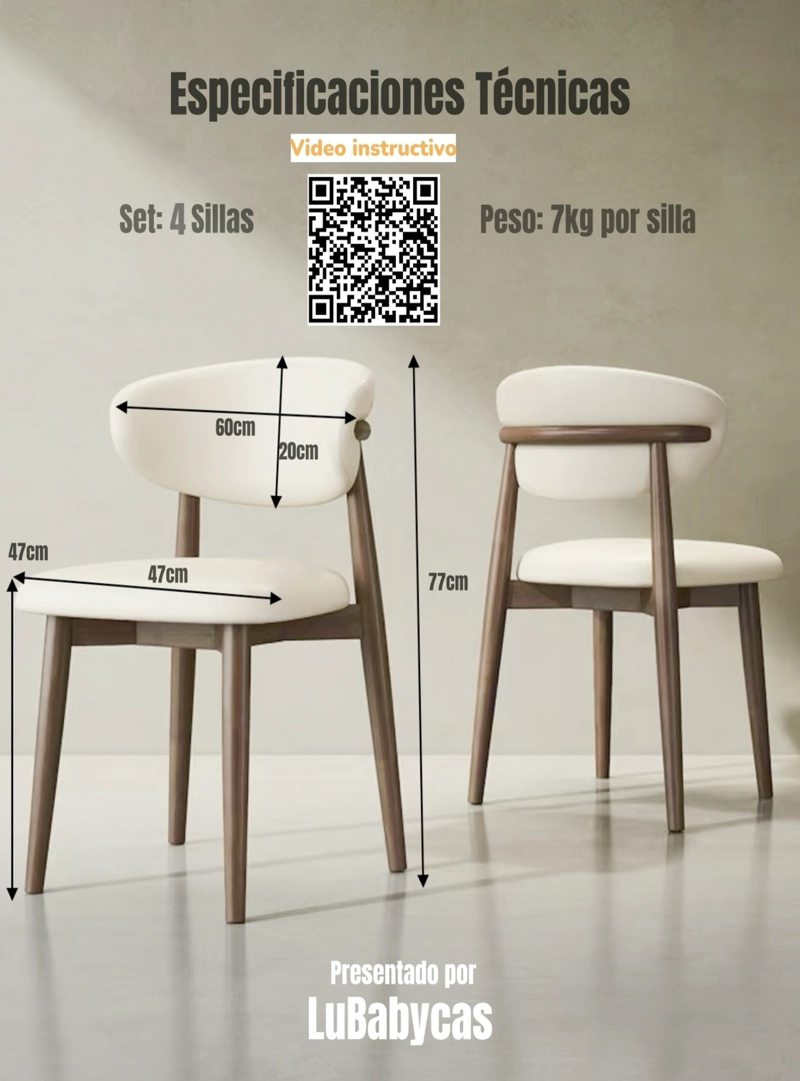 PACK 4 SILLAS DE COMEDOR MADERA CAFE  ANKARA - 8