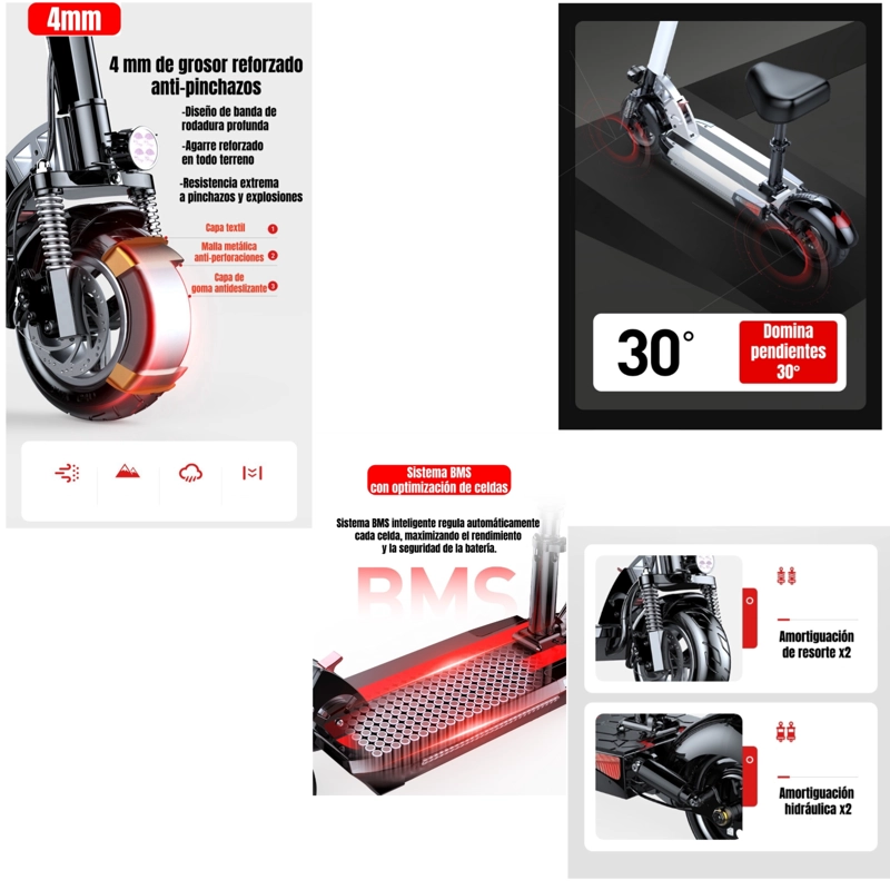 SCOOTER ADULTO ELE CTRICO FLASH 48V 500W 80KM ALUMINIO NEGRO - 2