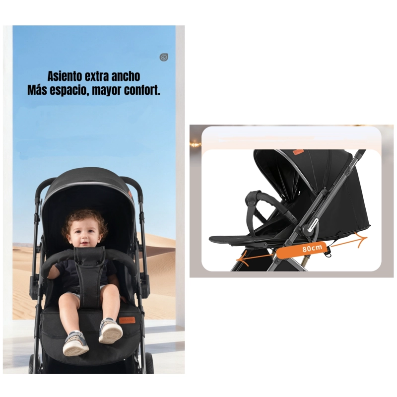 COCHE PASEO REVERSIBLE CON MOSQUITERO FOCUS GRIS LUBABYCAS - 5