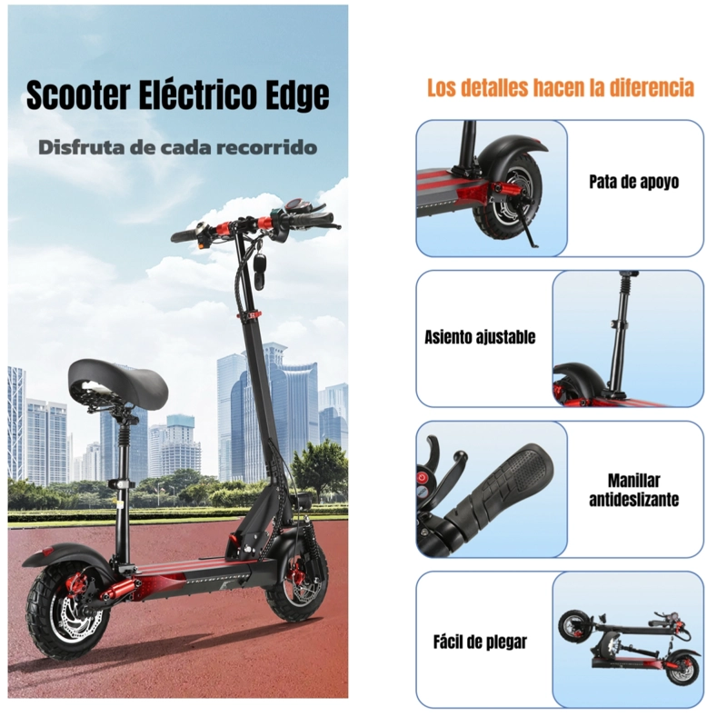 SCOOTER ADULTO ELE CTRICO 40KM 48V 350W EDGE NEGRO - 2