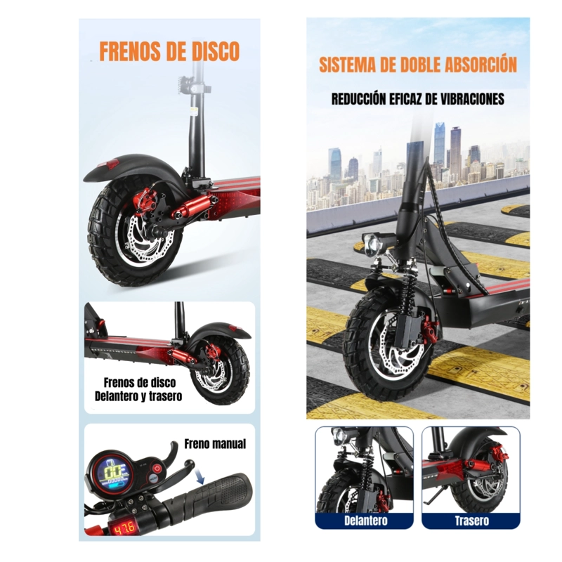 SCOOTER ADULTO ELE CTRICO 40KM 48V 350W EDGE NEGRO - 6